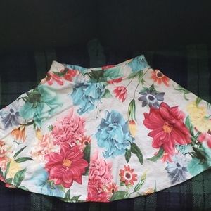 So Gray Base Colored Mini Skirt with Pink, Blue, Yellow,  & Green Floral Design